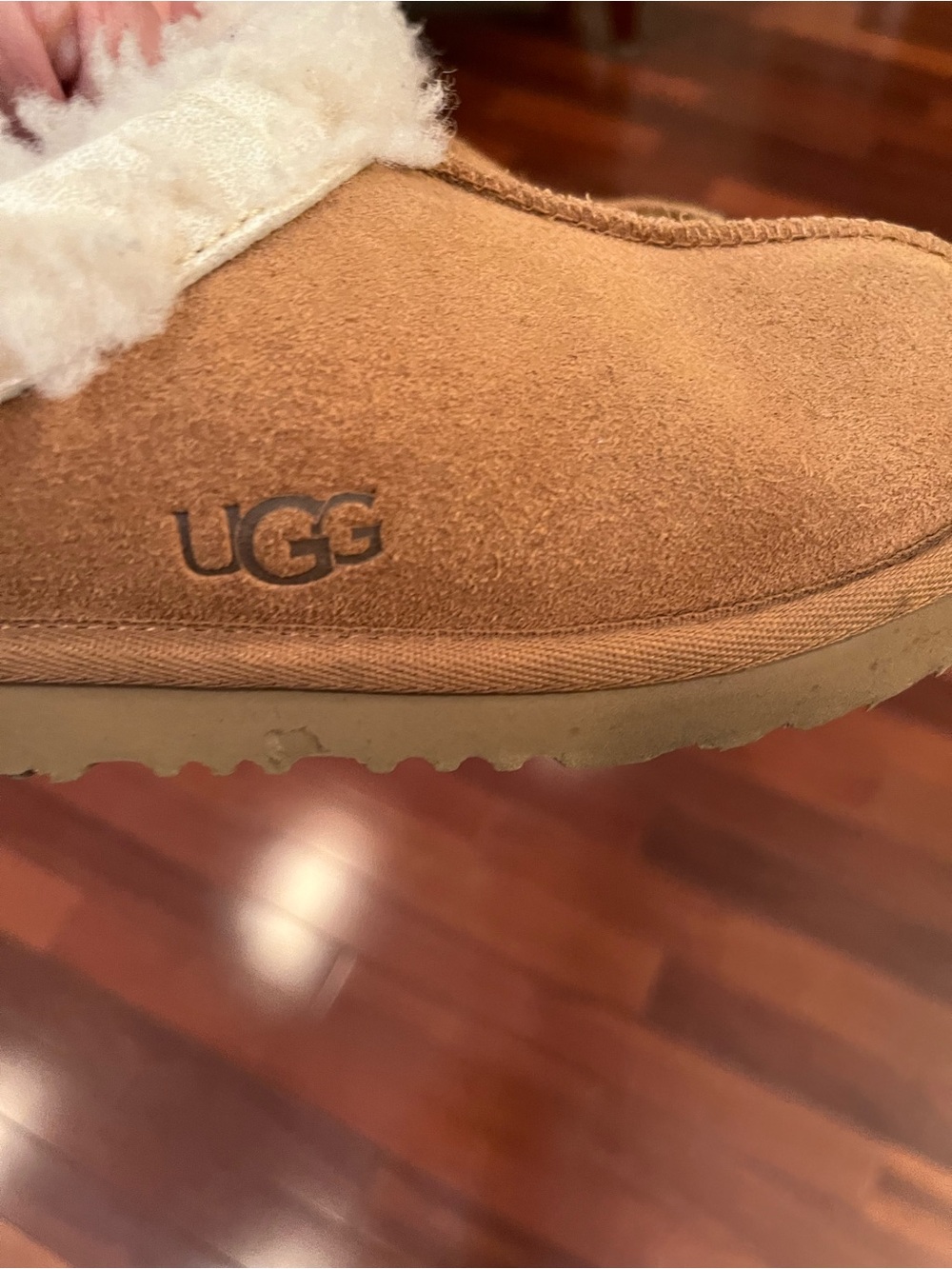 UGG Chestnut Suede Cozy Shearling Slip-On